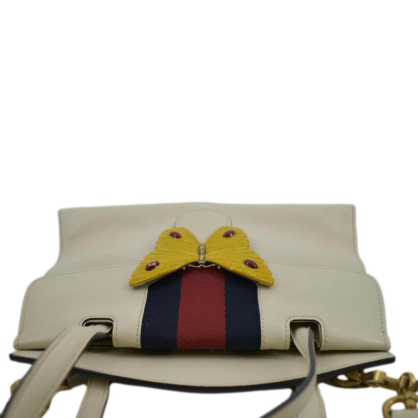 GUCCI Totem Butterfly Medium Leather Shoulder Bag Beige 505344