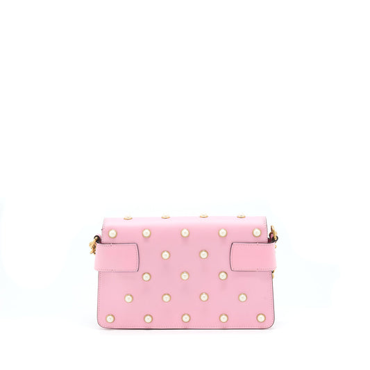 Gucci Pearl Studded Mini Broadway Bee Shoulder Bag Pink
