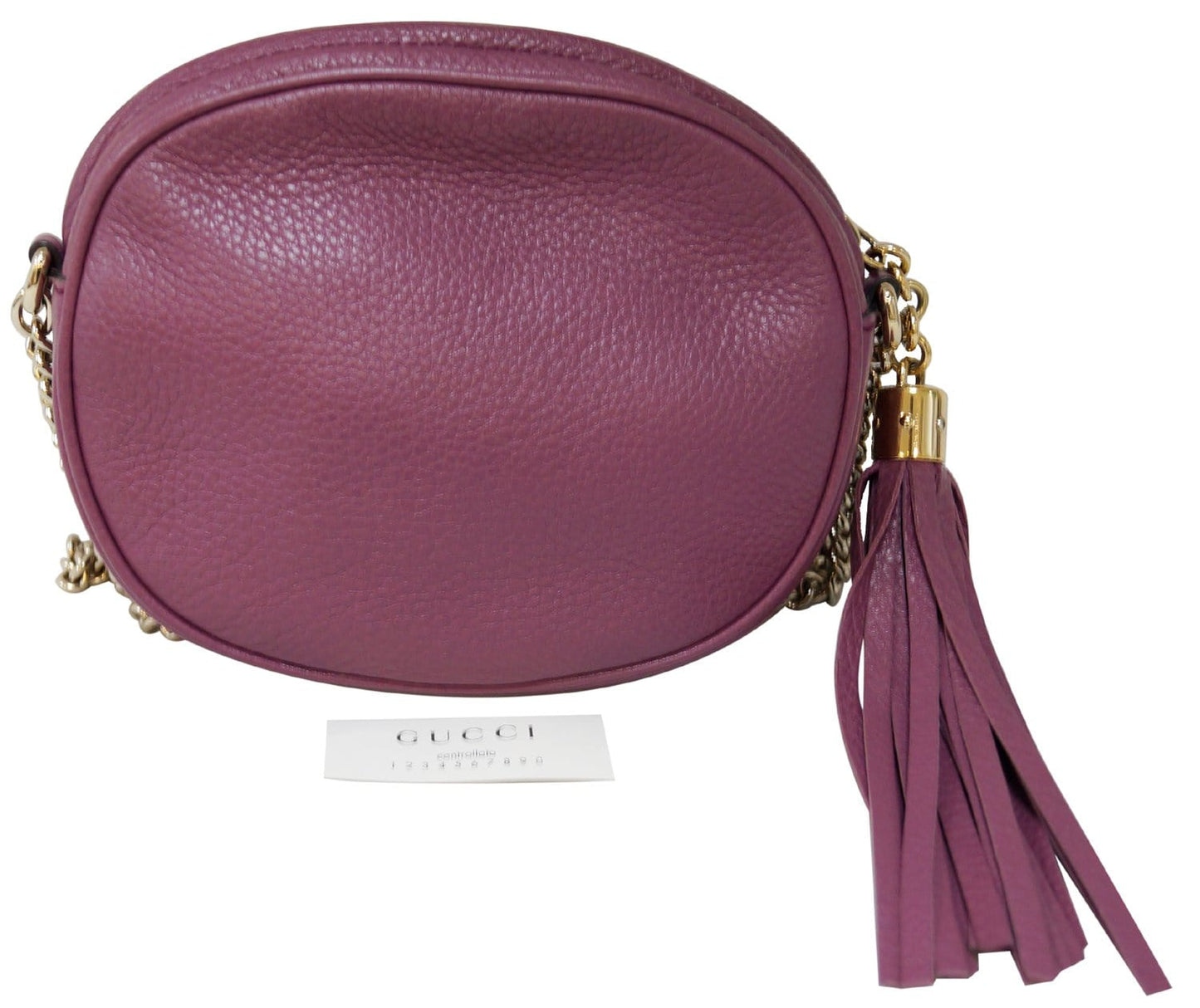 GUCCI Purple Leather Soho Disco Mini Chain Crossbody Bag