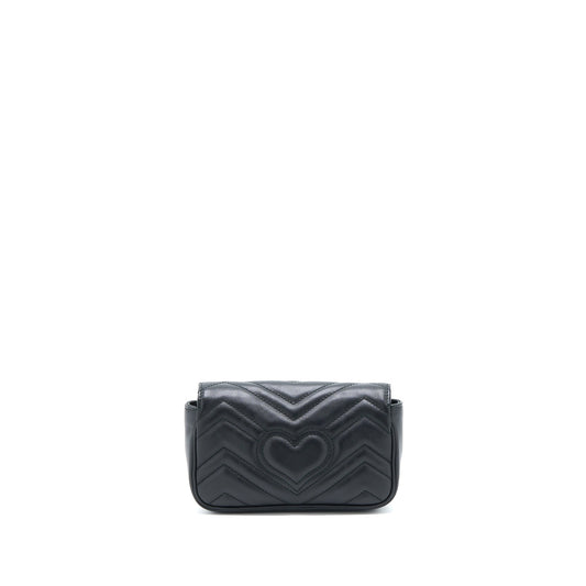 Gucci GG Marmont Super Mini Chain Bag Calfskin Black Brushed