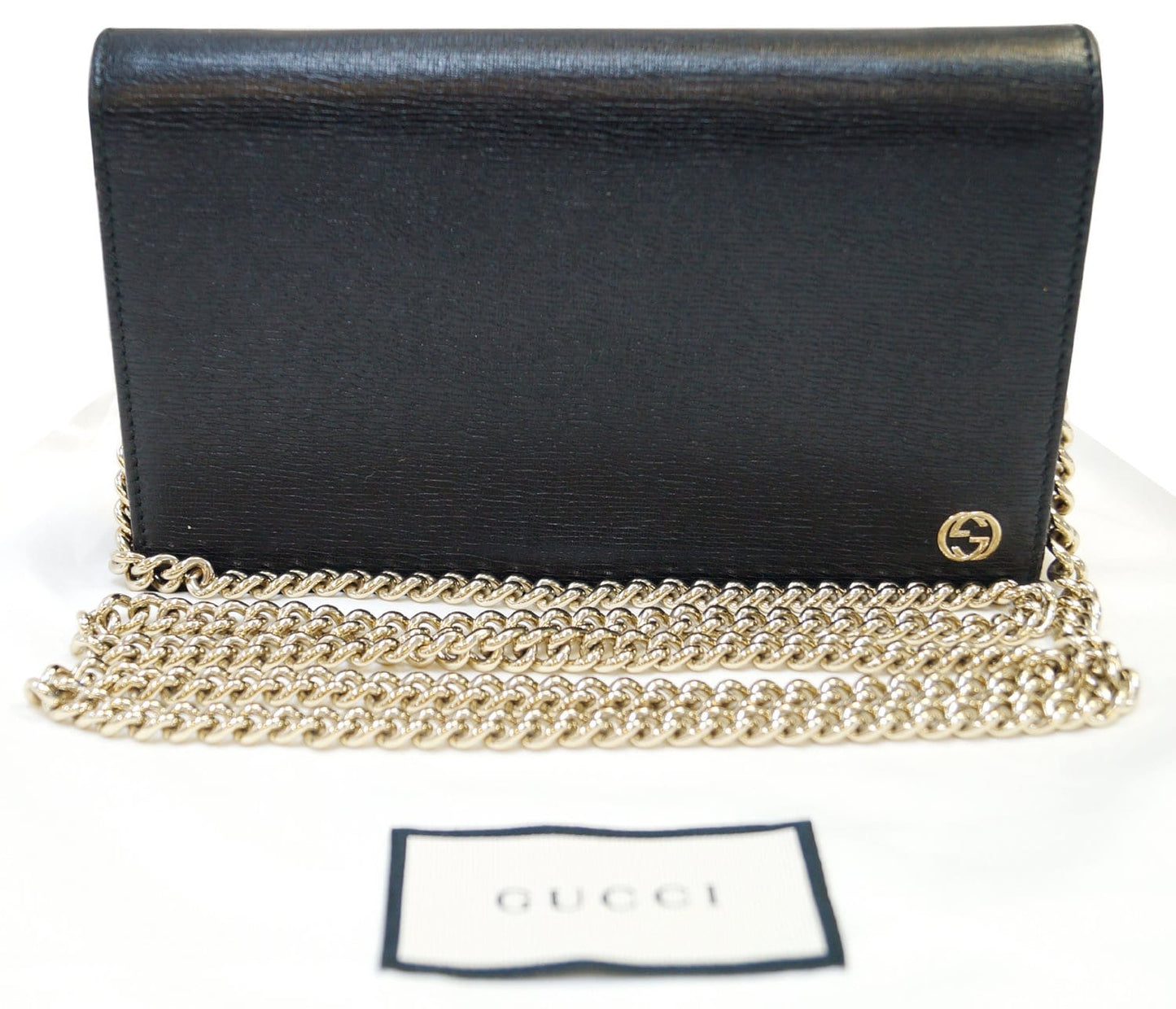 GUCCI Chain Black Crossbody Clutch Bag 354697
