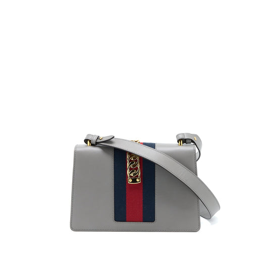Gucci Small Sylvie Shoulder Bag Calfskin Grey