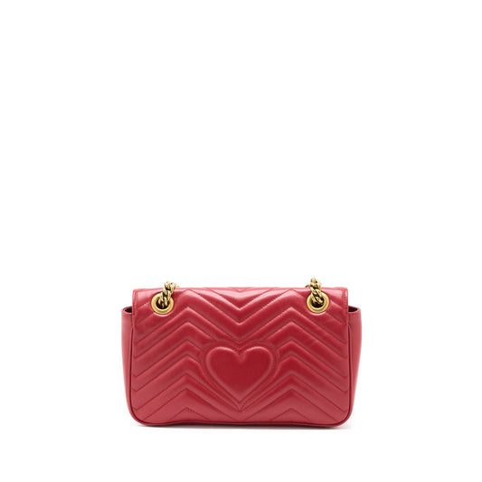 Gucci Small GG Marmont Matelasse Shoulder Bag Calfskin Red