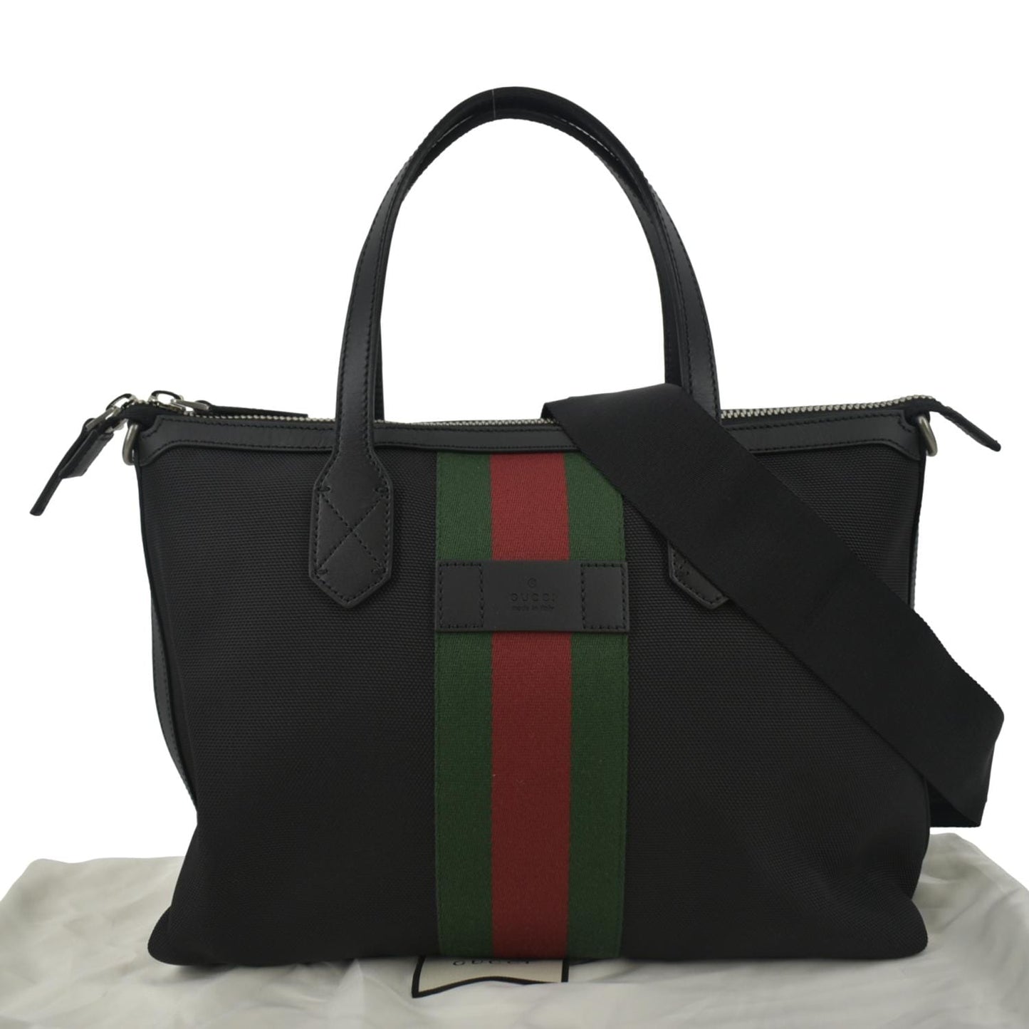 GUCCI Nylon Web Top Handle Shoulder Bag Black 630923