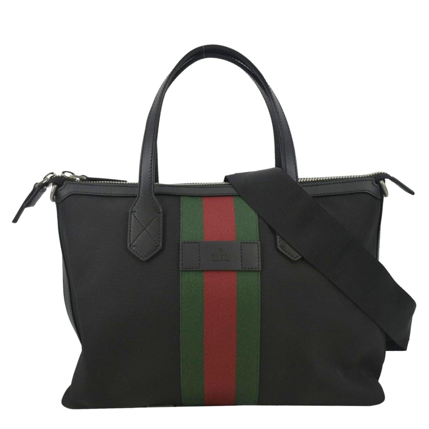 GUCCI Nylon Web Top Handle Shoulder Bag Black 630923