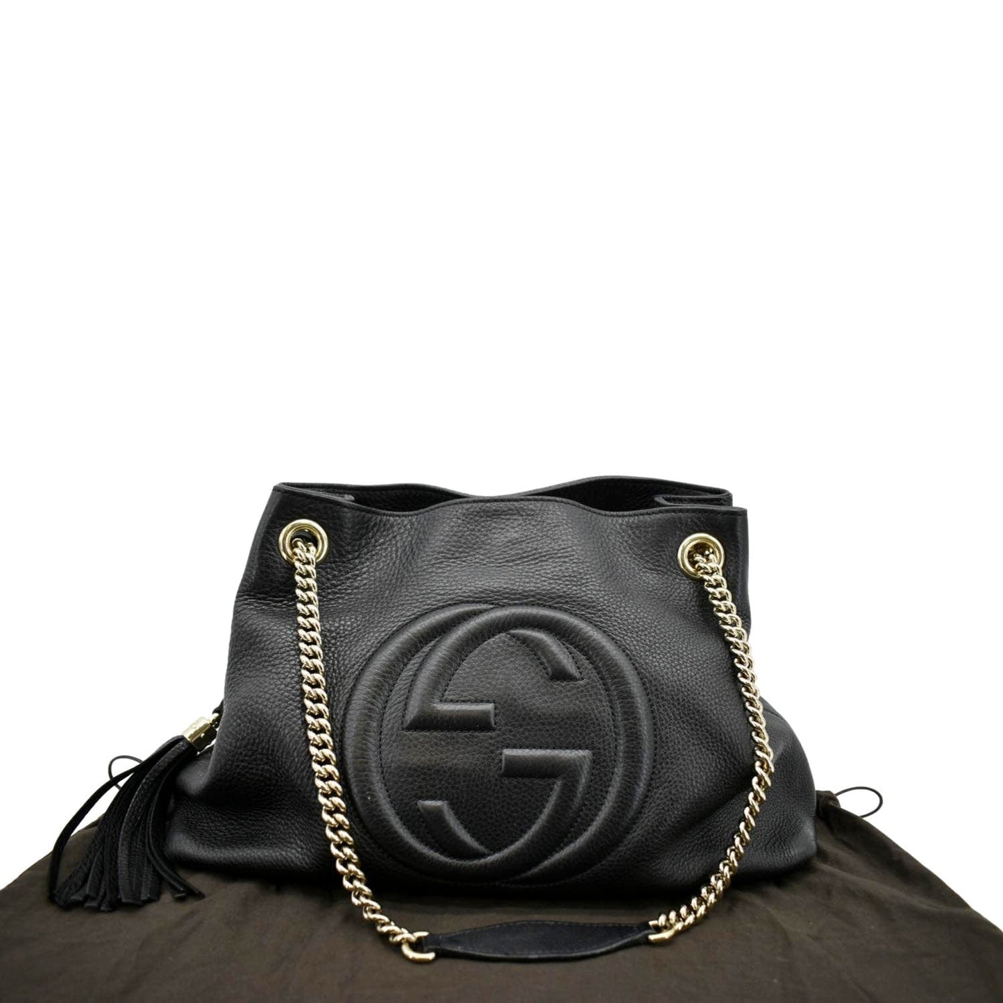 Gucci Soho Medium Pebbled Leather Shoulder Bag Black 308982