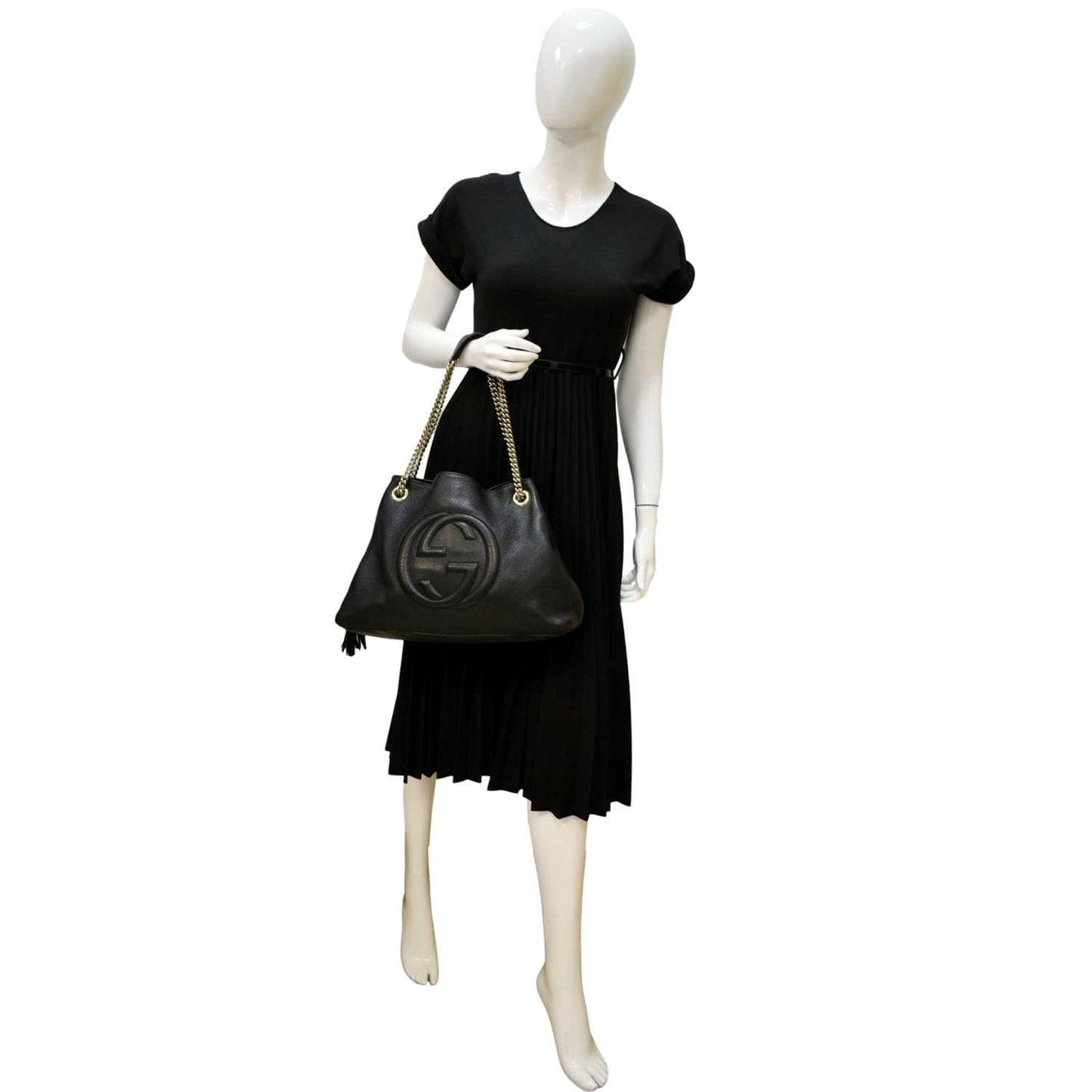 Gucci Soho Medium Pebbled Leather Shoulder Bag Black 308982