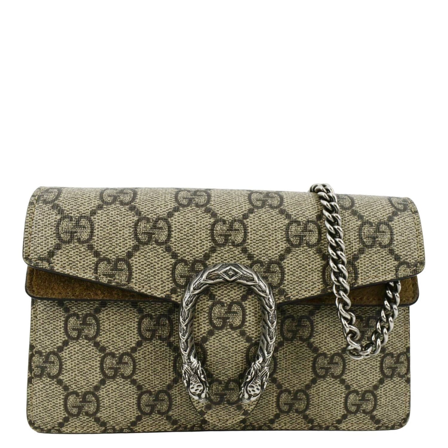 GUCCI Dionysus Super Mini GG Supreme Canvas Crossbody Bag Taupe 476432
