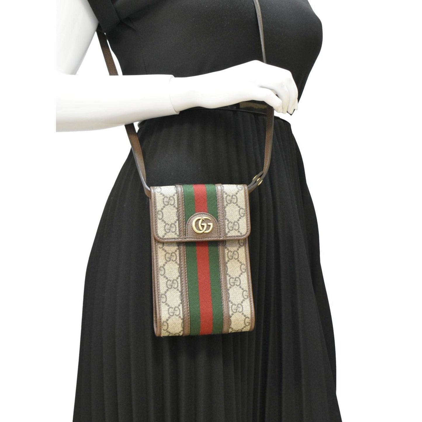 GUCCI Mini Ophidia New Acero GG Supreme Monogram Web Crossbody Bag Beige 625757