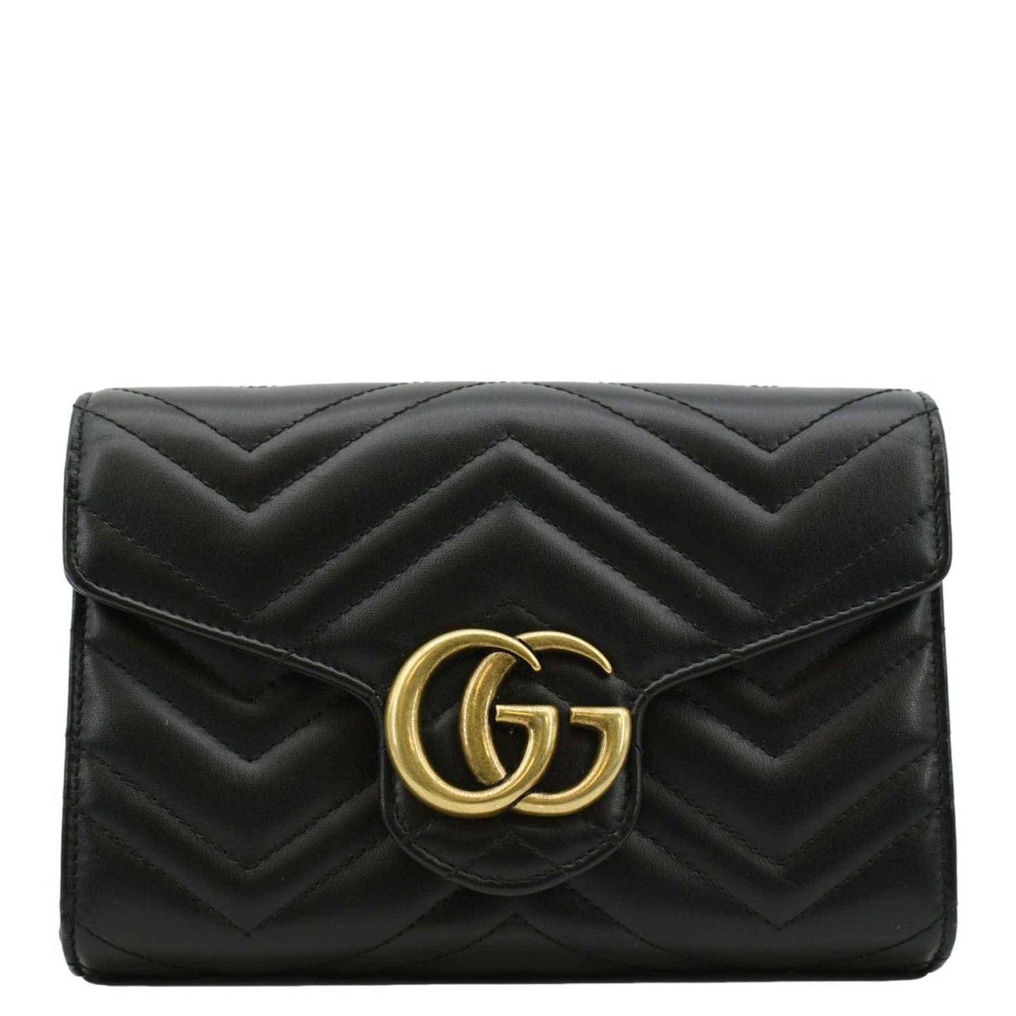 GUCCI GG Marmont Mini Matelasse Leather Crossbody Bag Black 474575