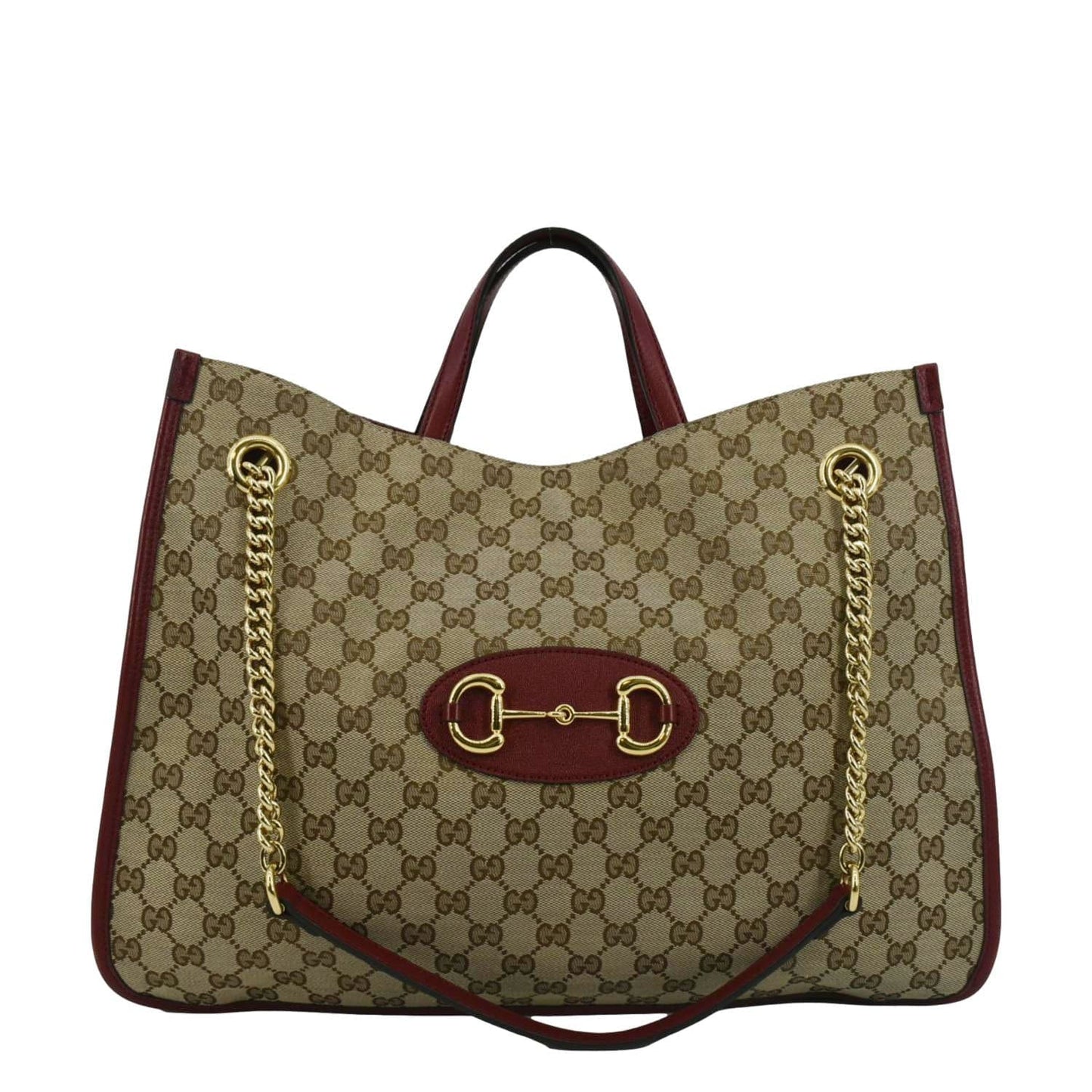 GUCCI Large Horsebit 1955 GG Supreme Canvas Shoulder Bag Red 623695