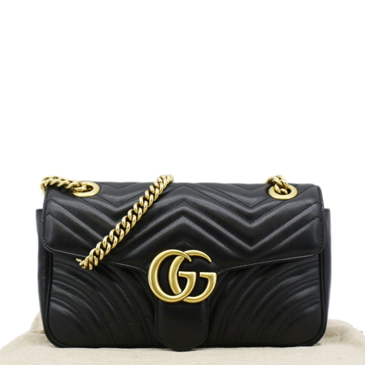 GUCCI GG Marmont Small Matelasse Leather Crossbody Bag Black 443497