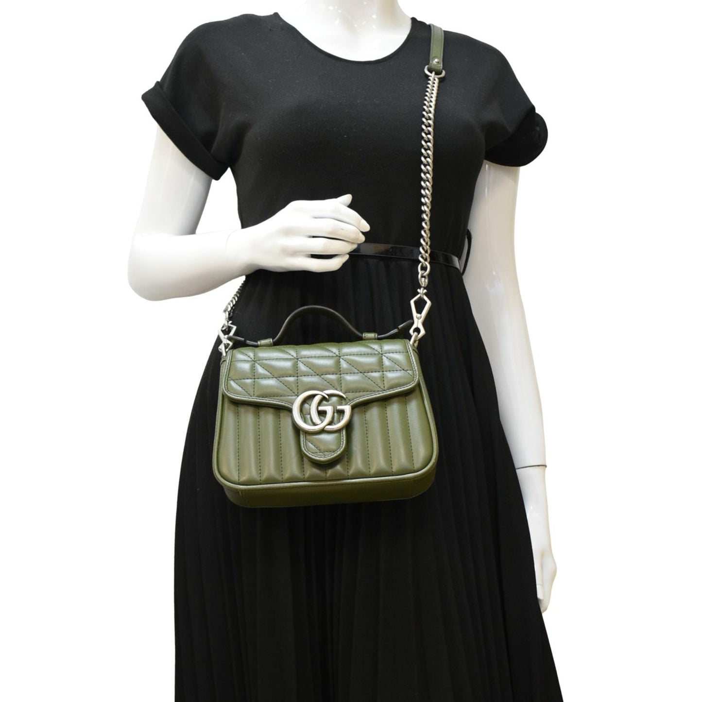 GUCCI GG Marmont Mini Top Handle Crossbody Bag Olive 583571