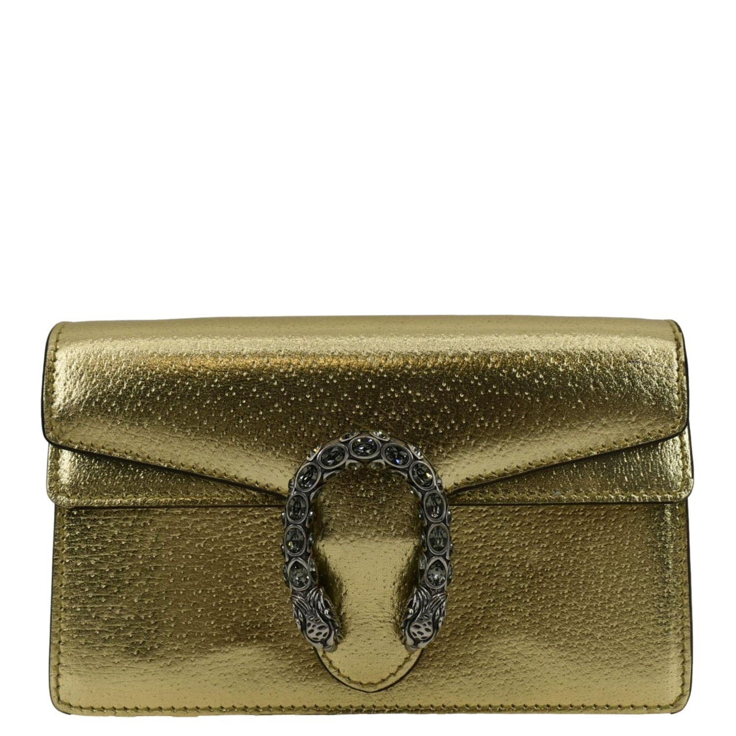 GUCCI Dionysus Super Mini Metallic Leather Crossbody Bag Gold 476432