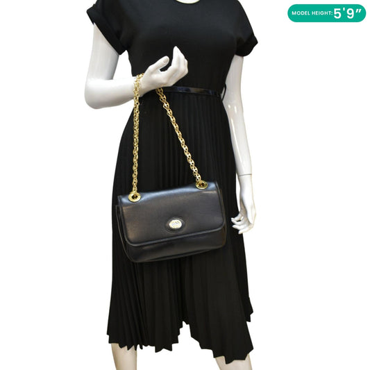 GUCCI Linea Marina Small Chain Leather Shoulder Bag Black 576421