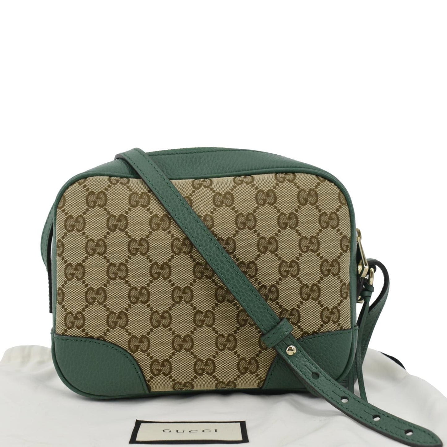 GUCCI Bree GG Canvas Leather Crossbody Bag Green 449413