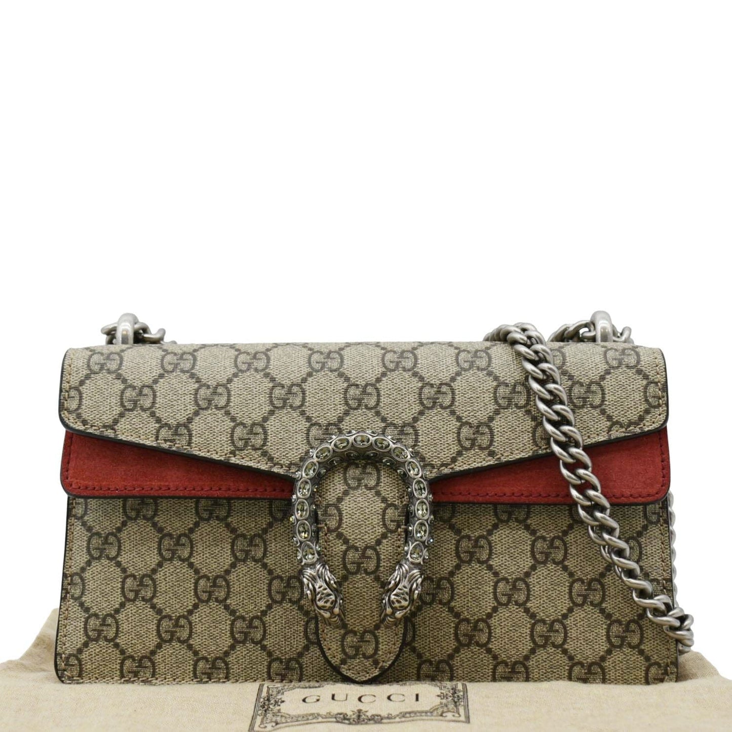 GUCCI Dionysus Small Rectangular GG Supreme Canvas Shoulder Bag Beige 499623