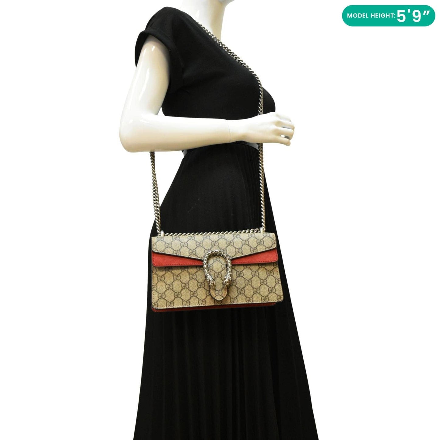 GUCCI Dionysus Small Rectangular GG Supreme Canvas Shoulder Bag Beige 499623