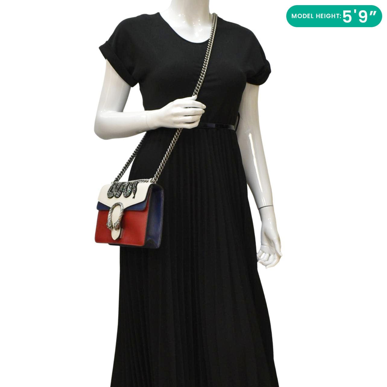 GUCCI Dionysus Embroidered Snake Leather Shoulder Bag Red 421970