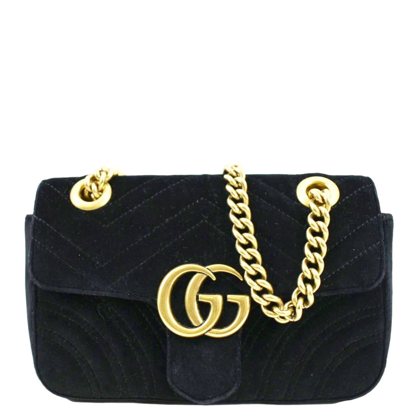 GUCCI GG Marmont Velvet Crossbody Bag Black 446744