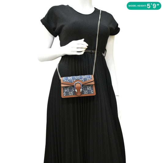 GUCCI Dionysus Super Mini GG Supreme Canvas Crossbody Bag Blue 476432