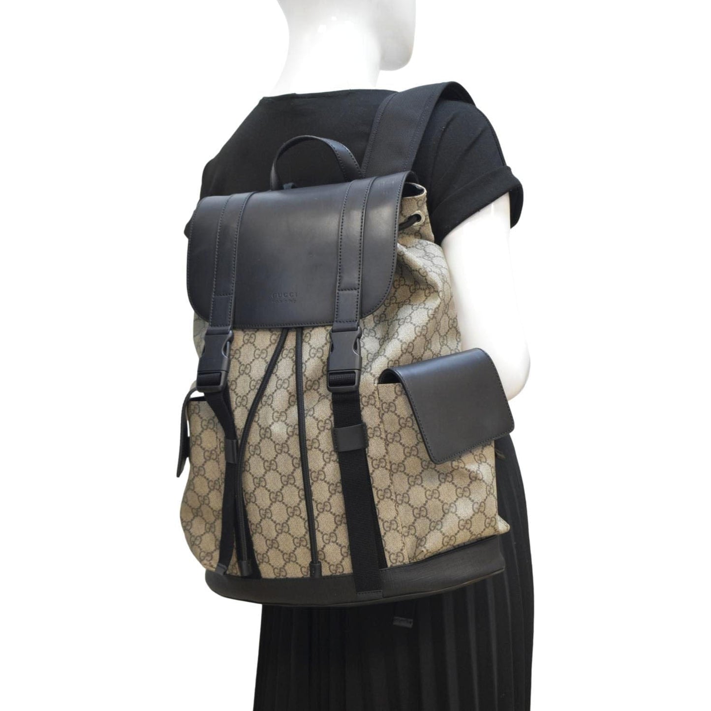 GUCCI Soft GG Supreme Canvas Backpack Bag Beige