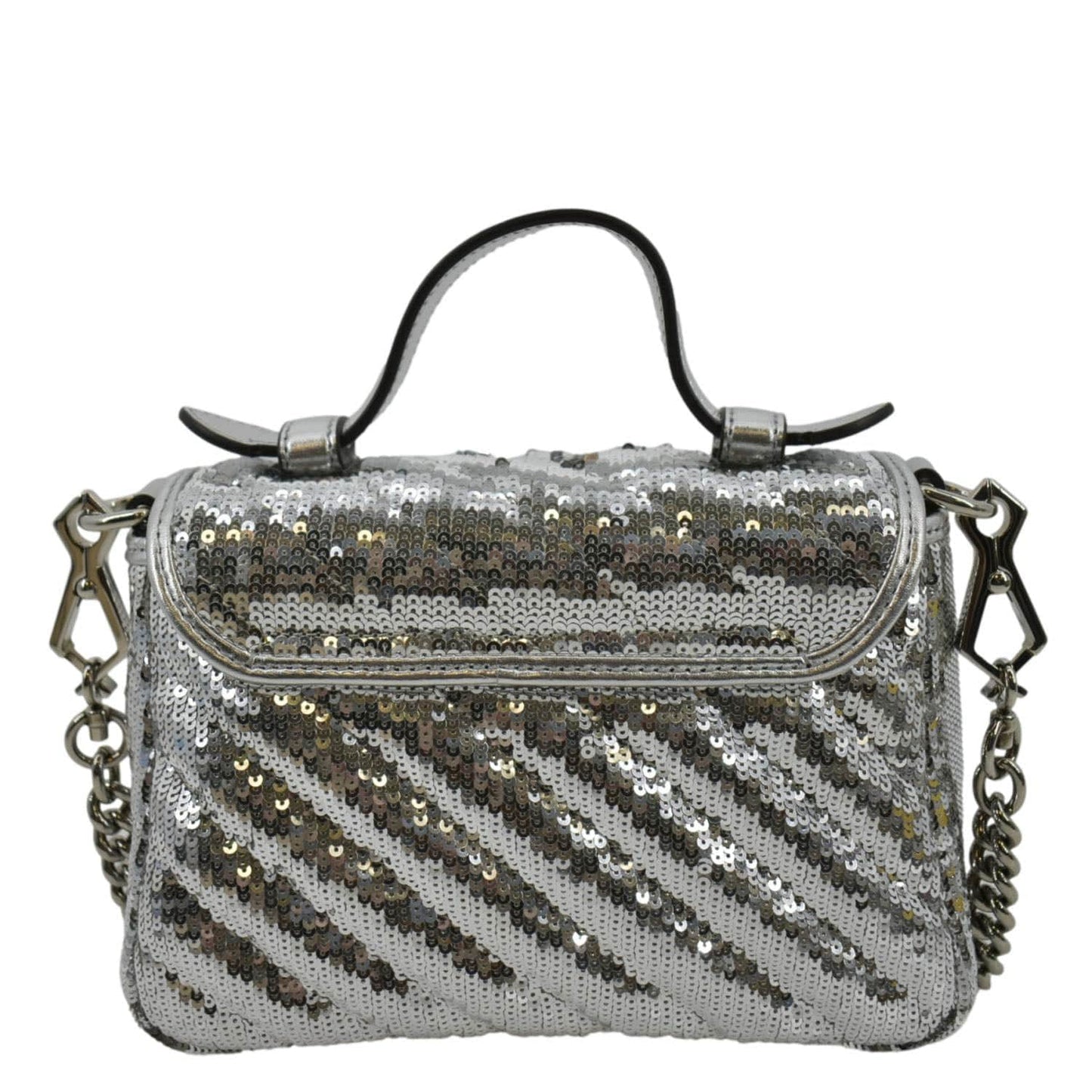 GUCCI GG Marmont Sequin Top Handle Crossbody Bag Silver 583571
