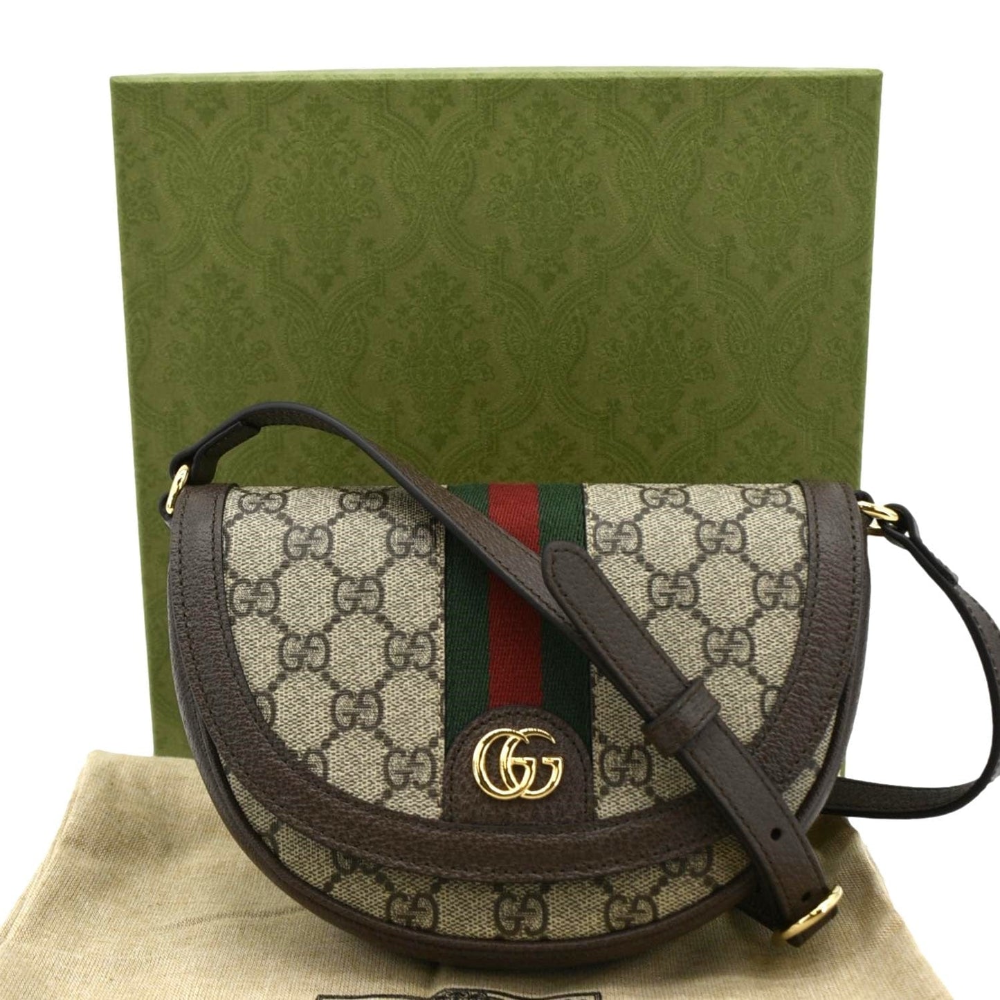 GUCCI Ophidia Mini GG Supreme Canvas Shoulder Bag Beige 757309