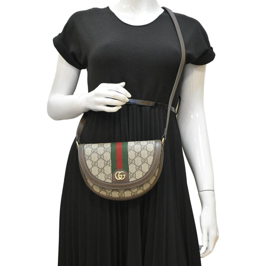 GUCCI Ophidia Mini GG Supreme Canvas Shoulder Bag Beige 757309