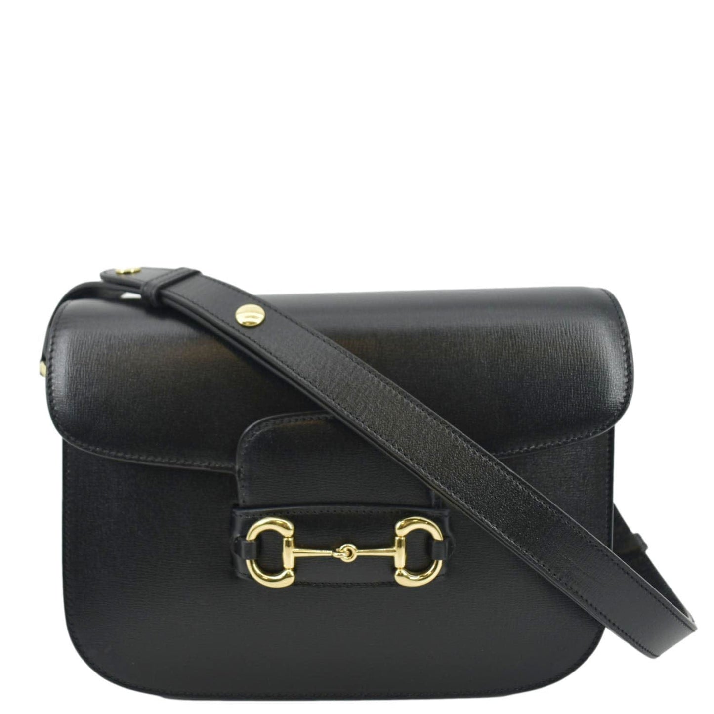 GUCCI Horsebit 1955 Small Leather Shoulder Bag Black 602204