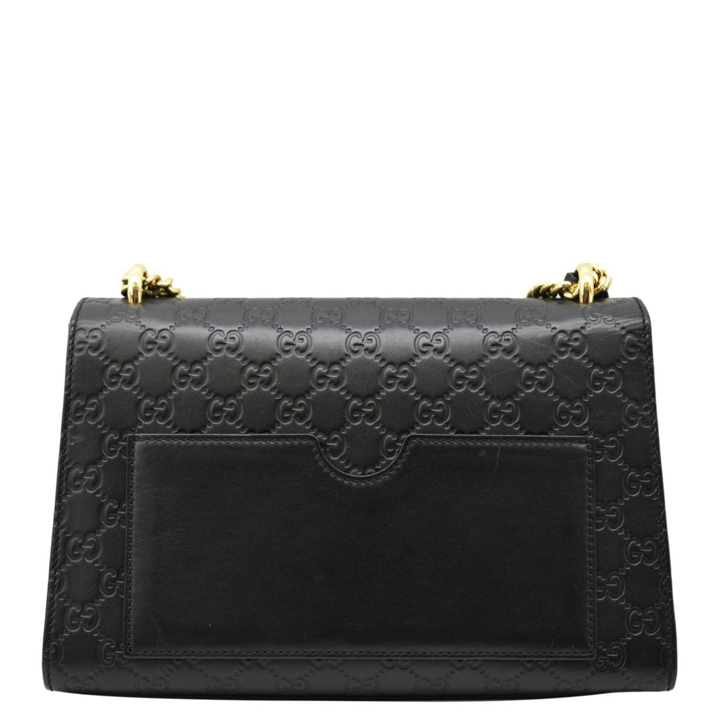 GUCCI Padlock Medium GG Leathrer Chain Shoulder Bag Black 409486