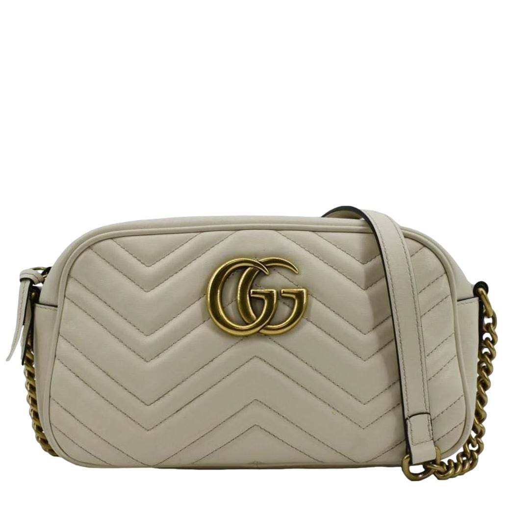GUCCI GG Marmont Matelasse Leather Crossbody Bag Off White 447632