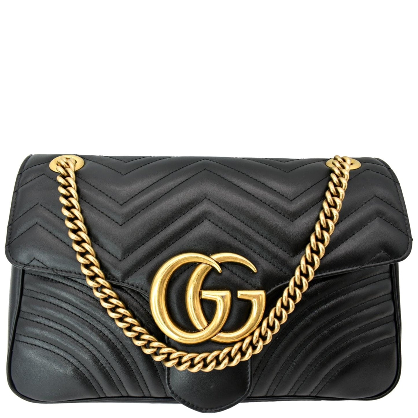 GUCCI GG Marmont Medium Matelasse Shoulder Bag Black 443496