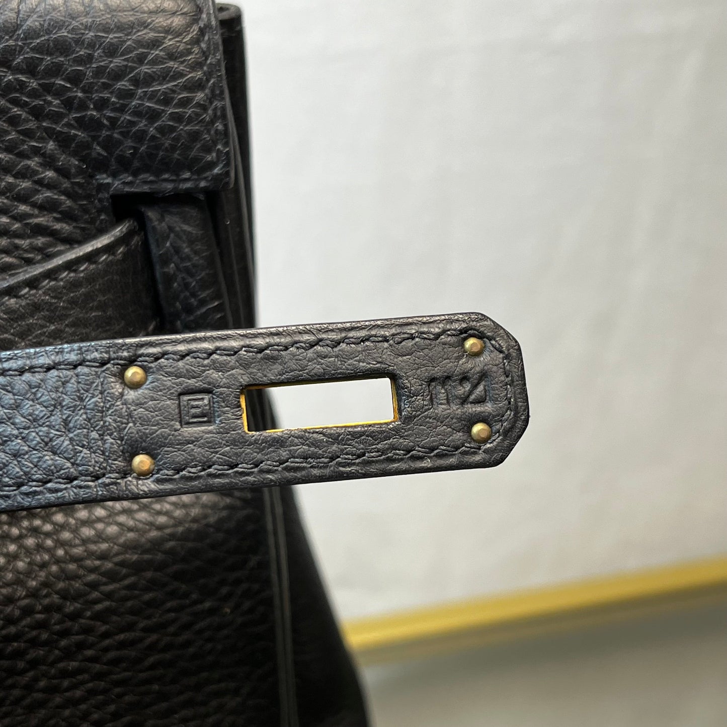 HERMES Kelly 35 Black Clemence Leather Satchel Bag
