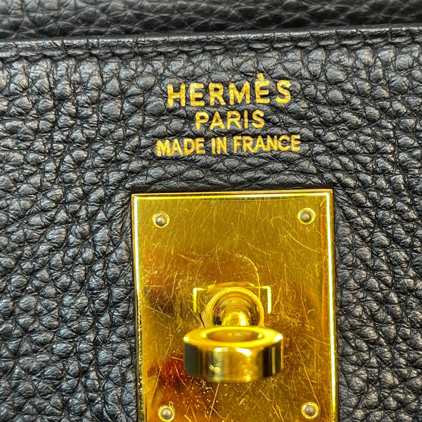HERMES Kelly 35 Black Clemence Leather Satchel Bag
