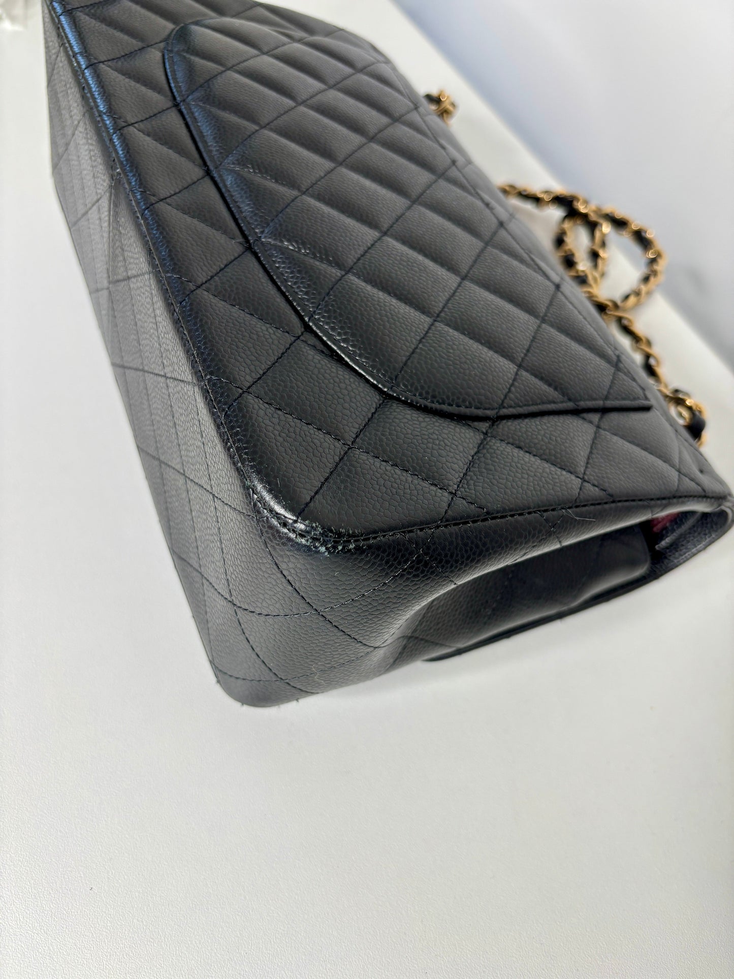 Chanel Jumbo Black Caviar Classic Double Flap Gold Hardware Shoulder Bag 2021 - Preloved
