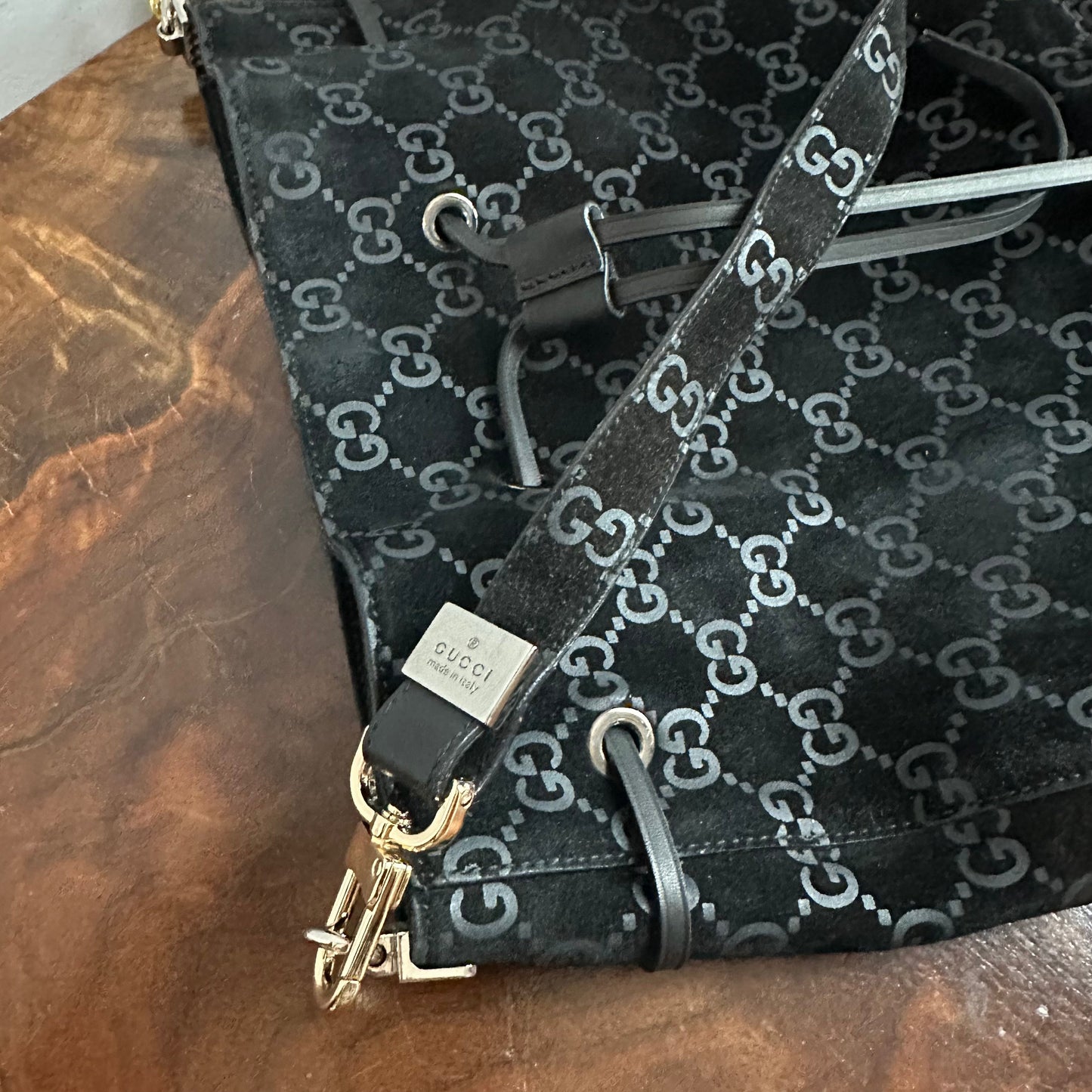 The Peacock Crossbody -Orvis bags Suede GG in Black