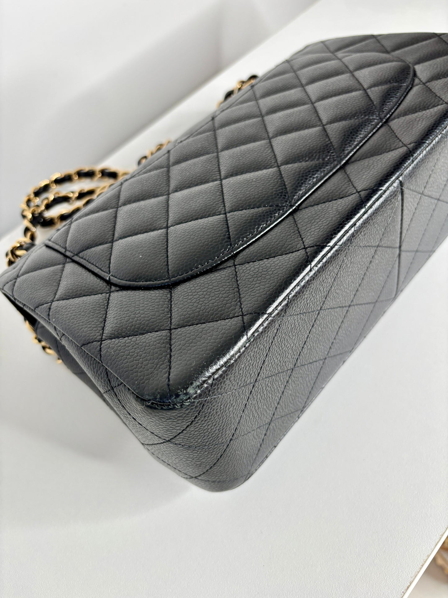 Chanel Jumbo Black Caviar Classic Double Flap Gold Hardware Shoulder Bag 2021 - Preloved