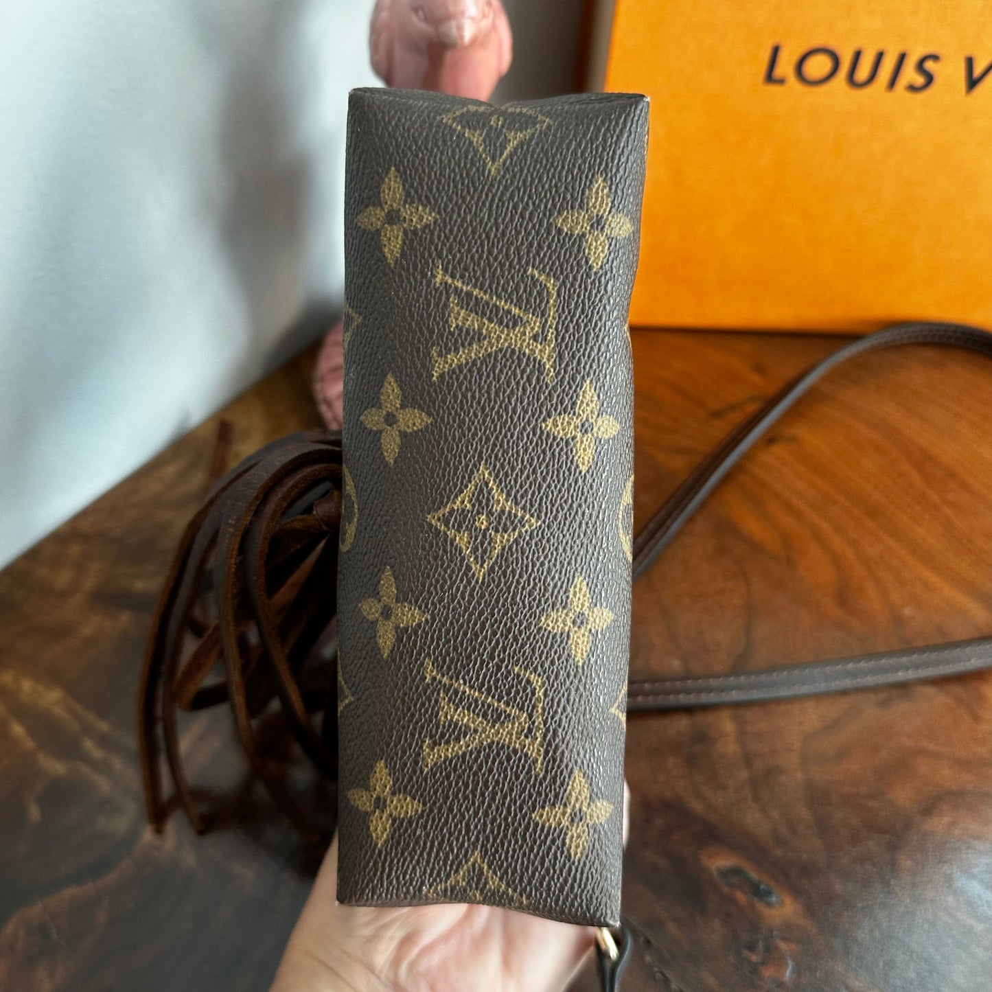 The Junco Crossbody Bag -Orvis bags Monogram in Dark Brown Fringe