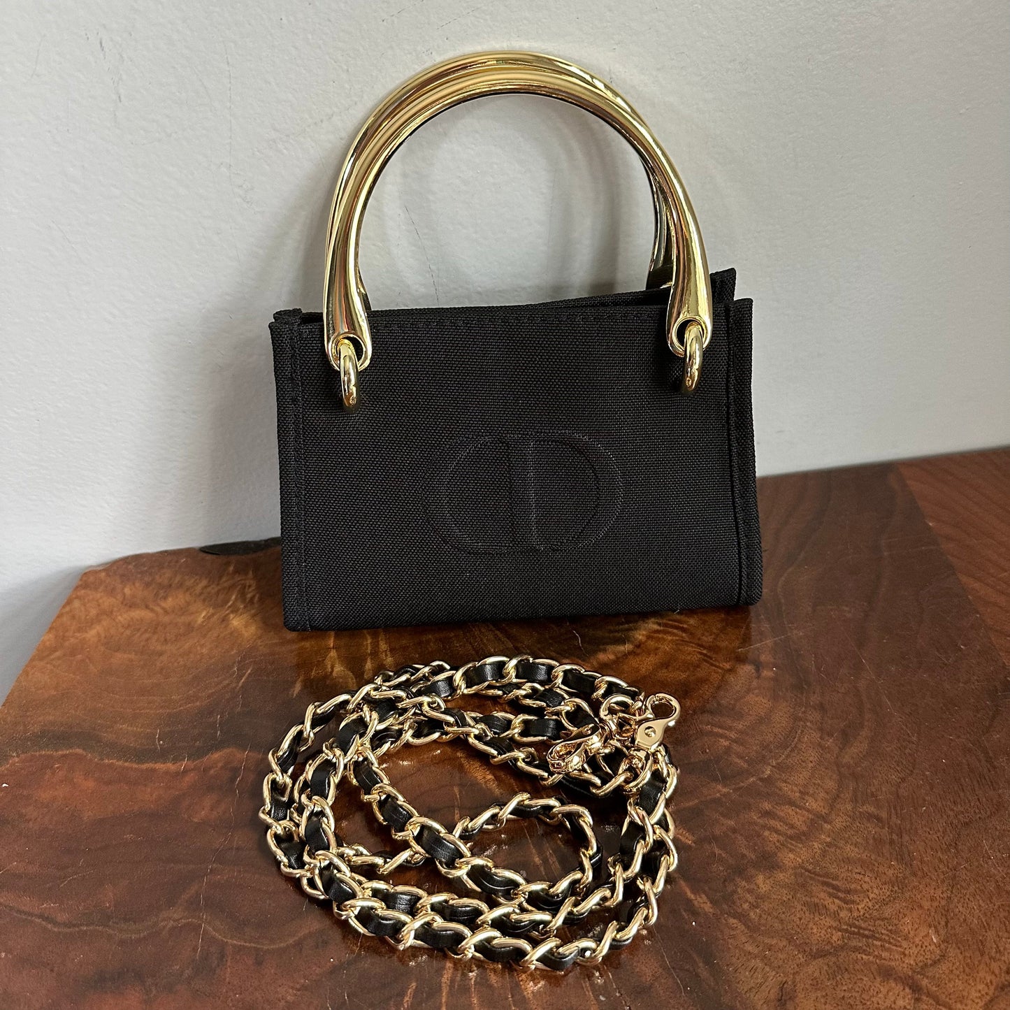 The Junco Crossbody Bag with Gold Handles - Black Dior