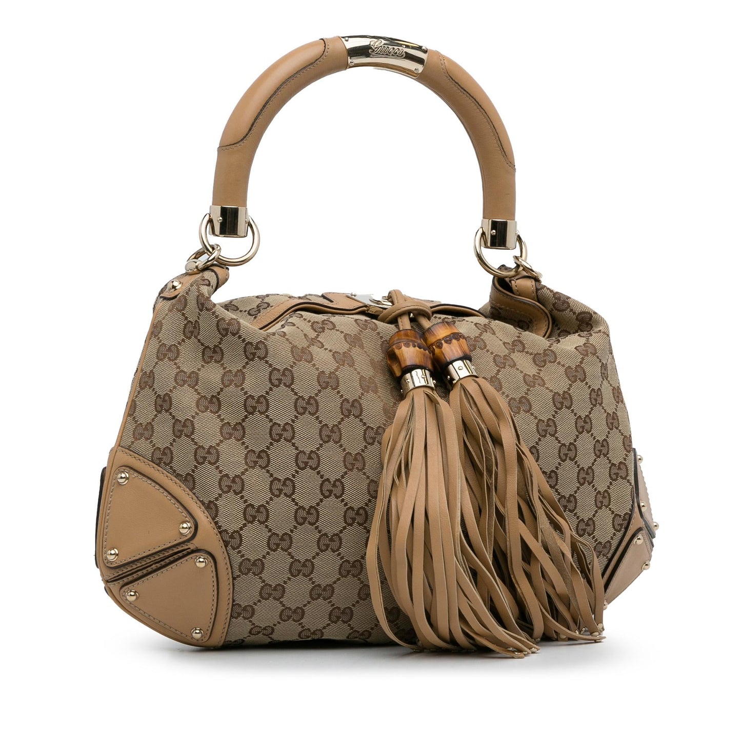 Gucci Bamboo GG Canvas Indy Hobo Bag (SHG-XsNWx4)