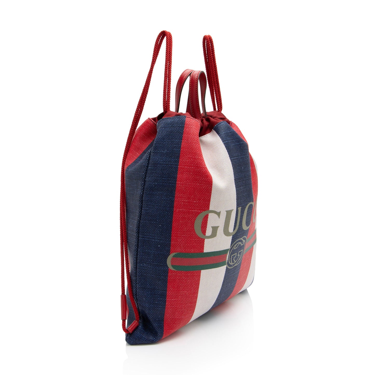 Gucci Canvas Sylvie Stripe Logo Drawstring Backpack