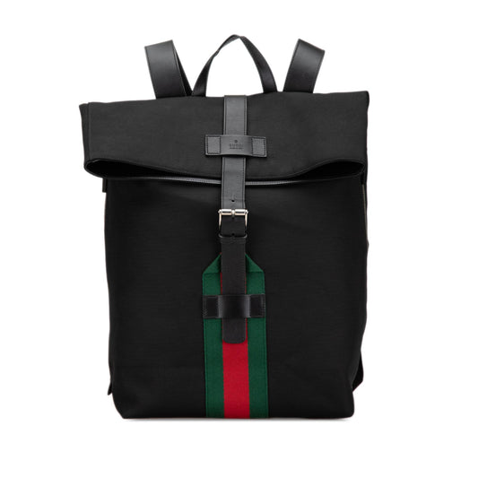 Gucci Canvas Techno Web Fold Over Backpack (SHG-CrNcTN)