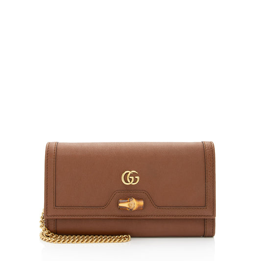 Gucci Leather Bamboo Diana Chain Wallet (SHF-bkBLXN)
