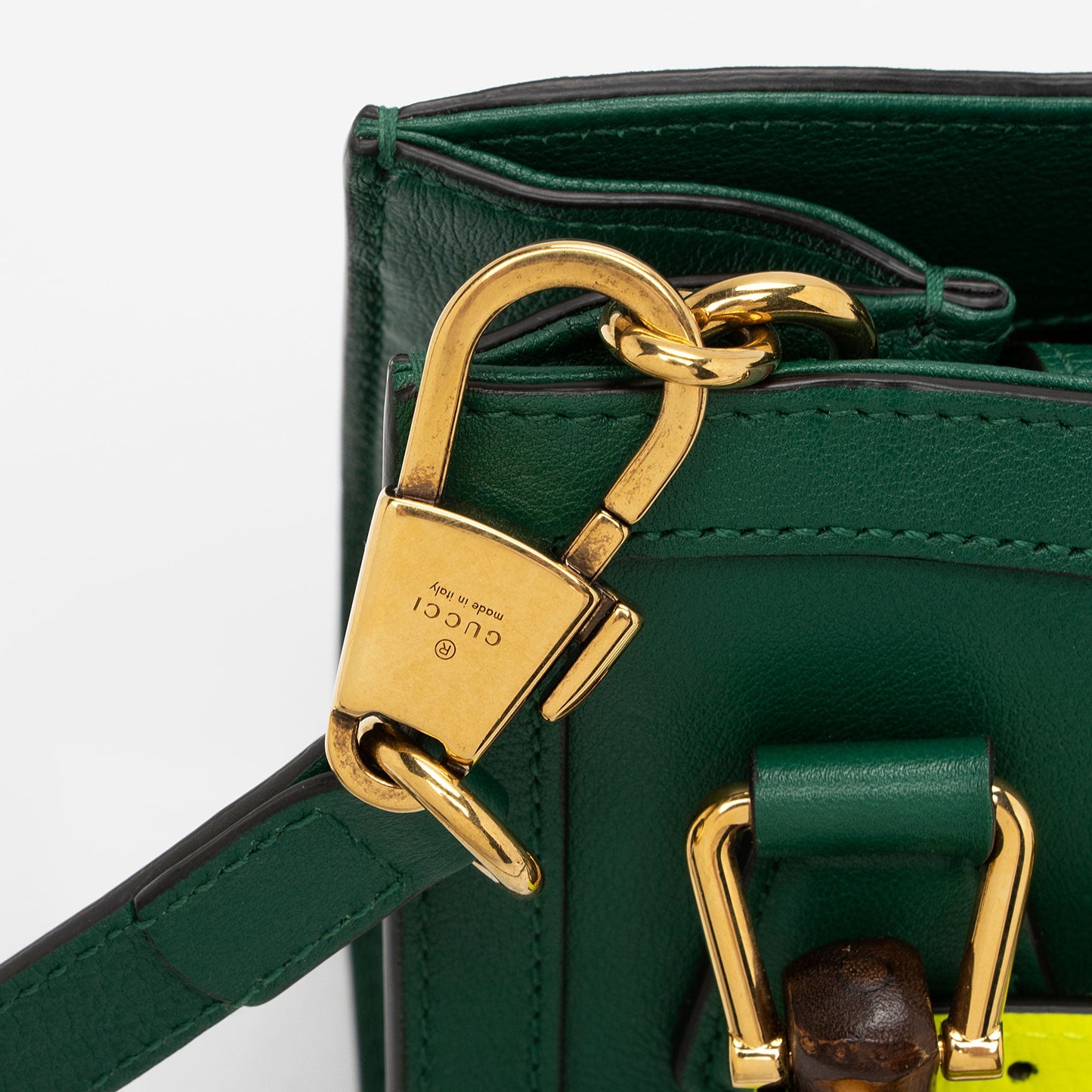Gucci Cuir Leather Bamboo Diana Mini Tote