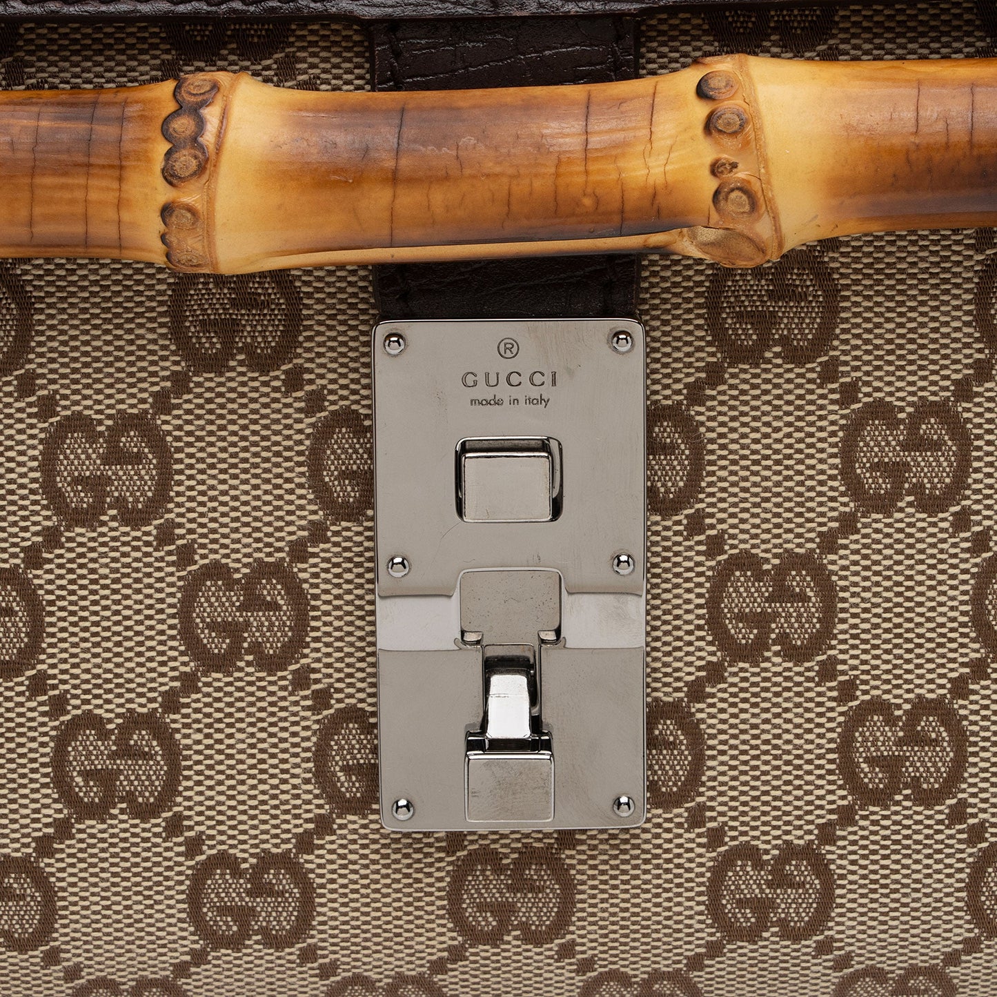 Gucci GG Canvas Bamboo Bullet Medium Satchel (SHF-6OHkiG)