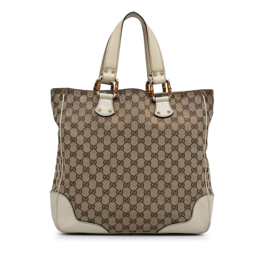 Gucci GG Canvas Bamboo Tote Bag (SHG-J7IVAF)