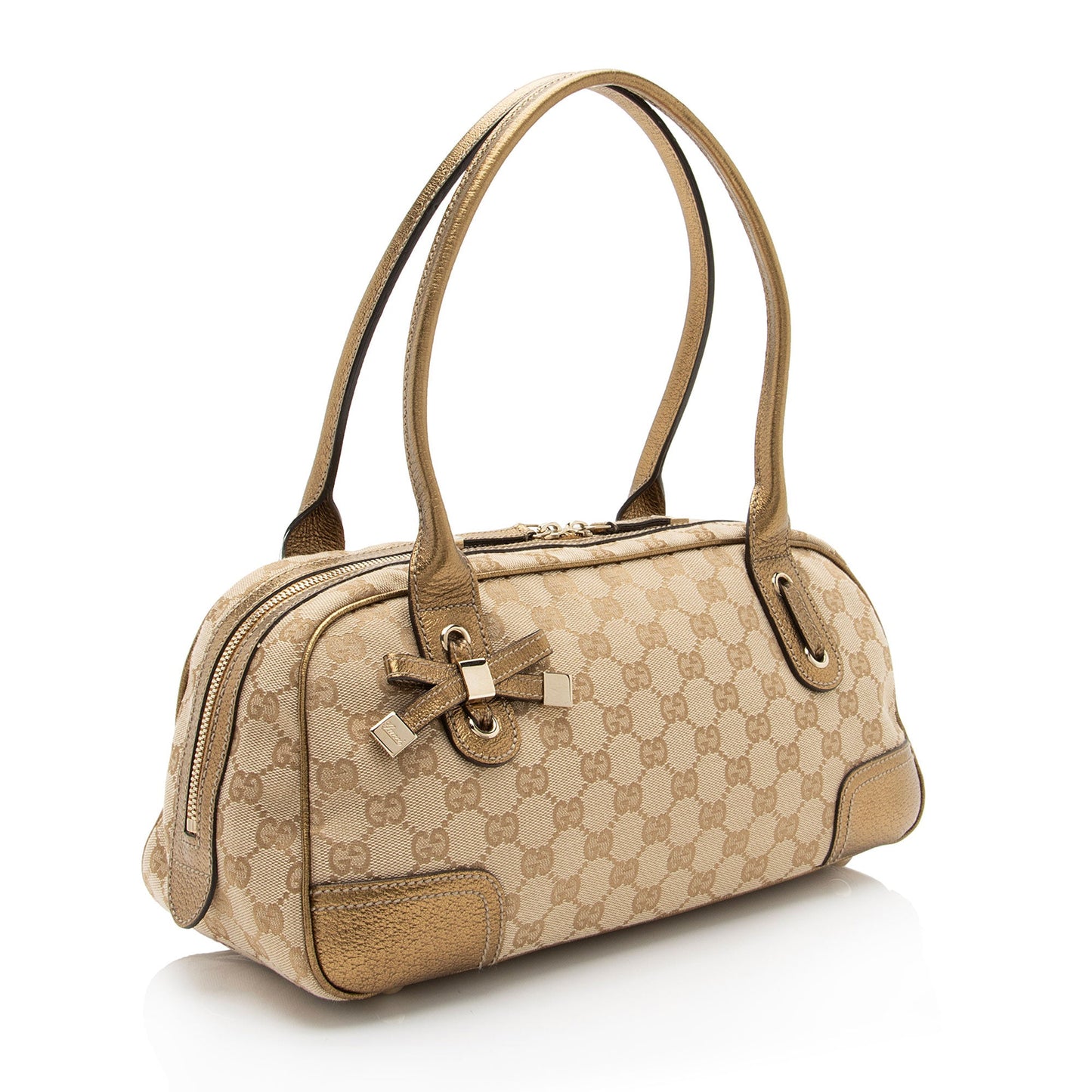 Gucci GG Canvas Metallic Leather Princy Medium Boston Bag (SHF-af8xb3)