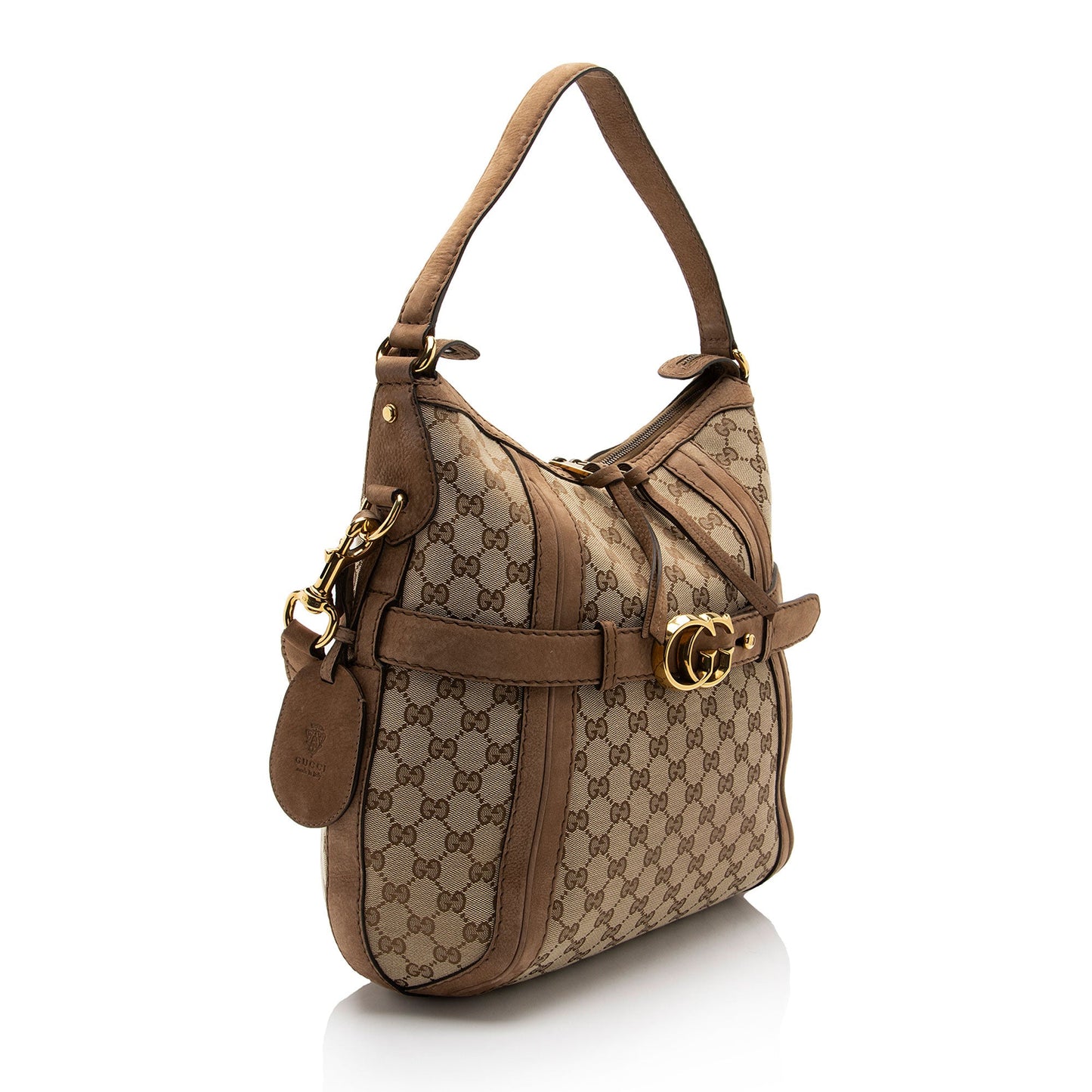 Gucci GG Canvas Suede Running Medium Hobo (SHF-FV9sin)