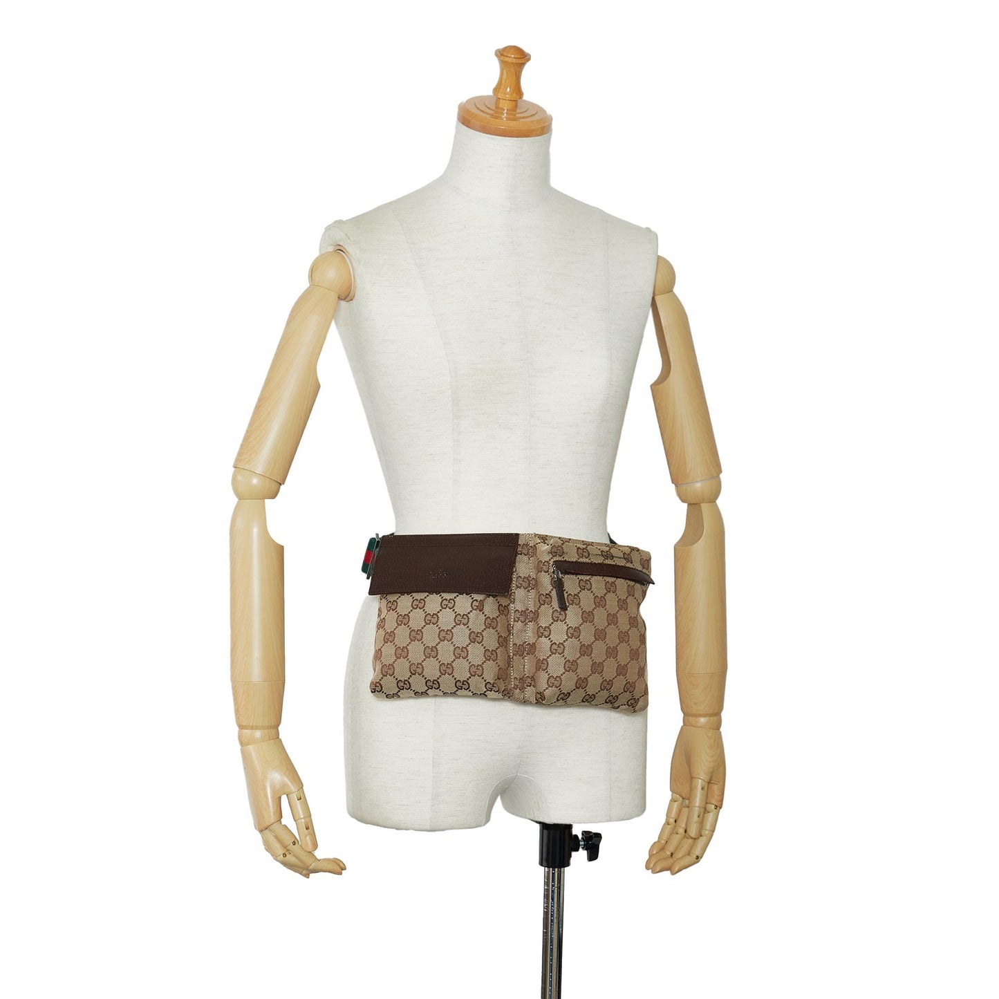 Gucci GG Canvas Web Double Pocket Belt Bag (SHG-YovxPn)
